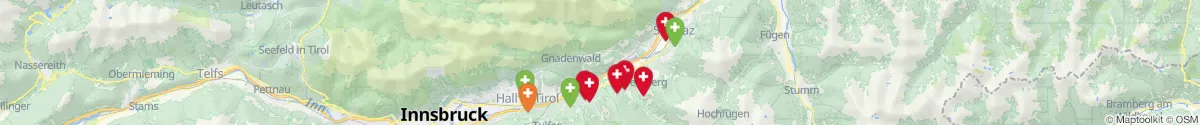 Kartenansicht für Apotheken-Notdienste in der Nähe von Terfens (Schwaz, Tirol)